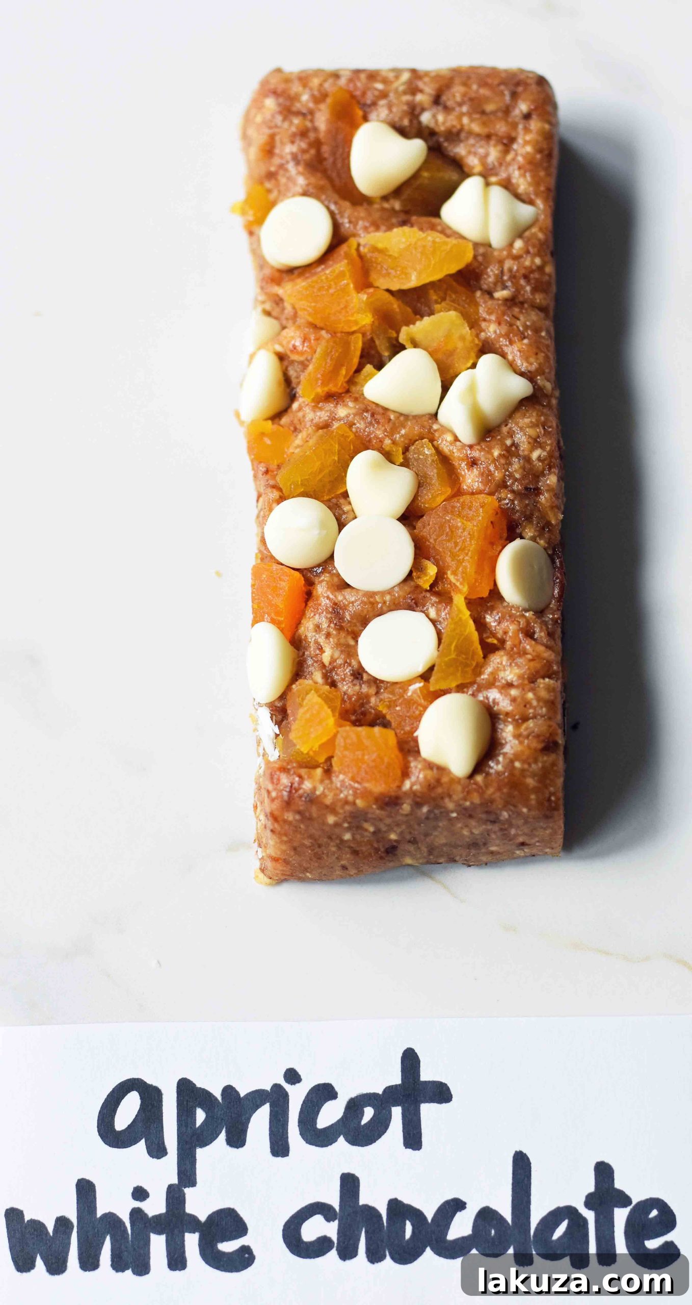Apricot White Chocolate Granola Bar, a sweet and tangy no-bake treat.