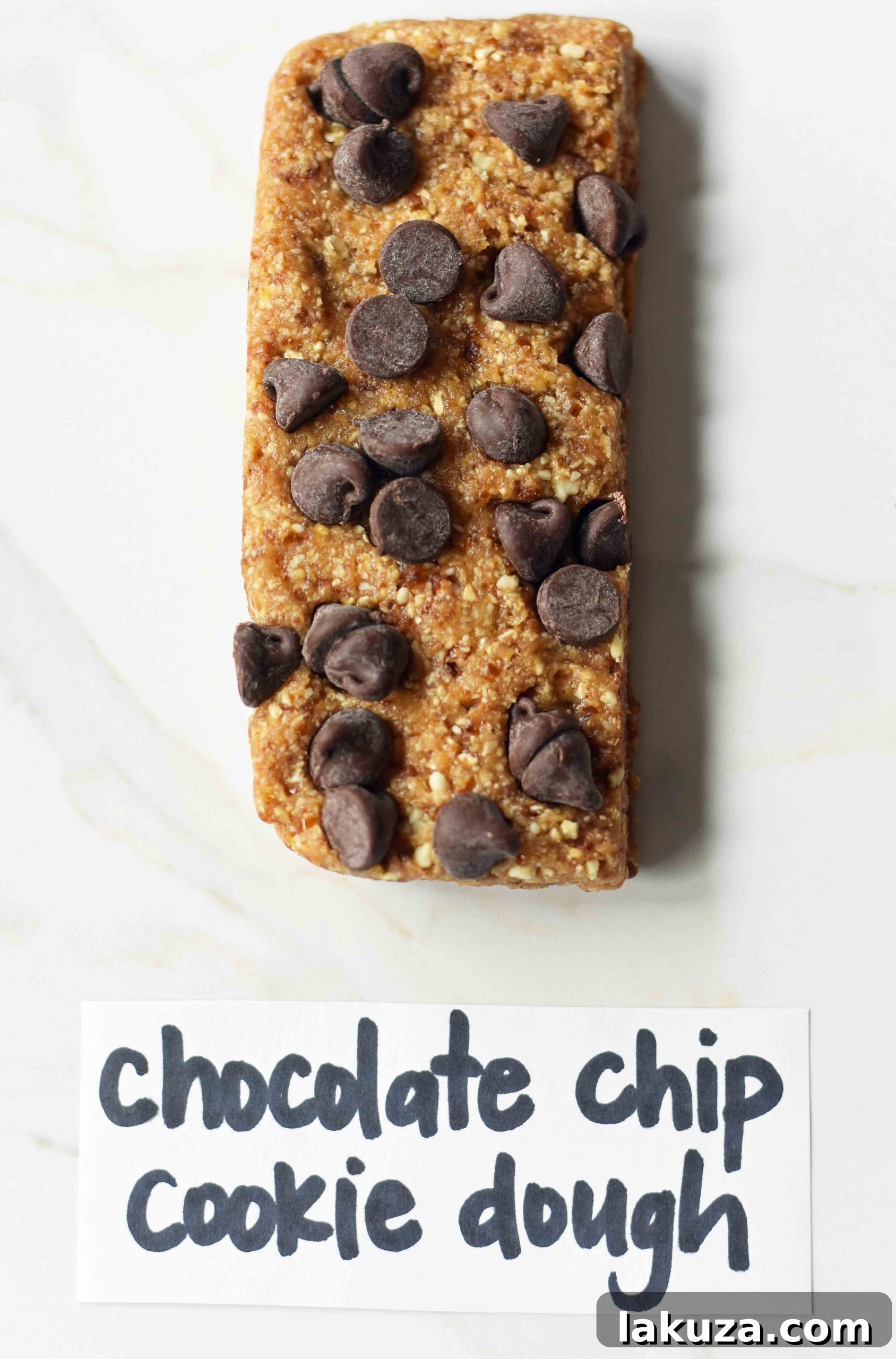 Chocolate Chip Cookie Dough Granola Bar, a safe and healthy way to enjoy cookie dough.