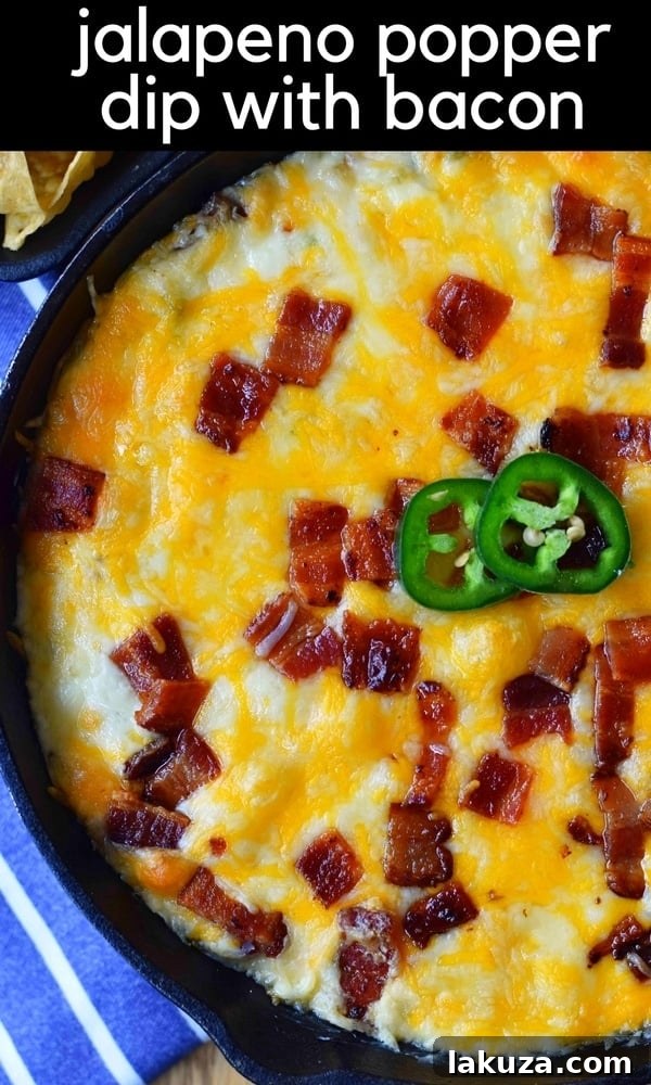 Creamy Jalapeno Popper Dip with Bacon. Homemade Jalapeno Popper Dip made with cream cheese, sour cream, mayo, fresh jalapenos, two kinds of Mexican cheeses, and crispy bacon. The perfect party appetizer.