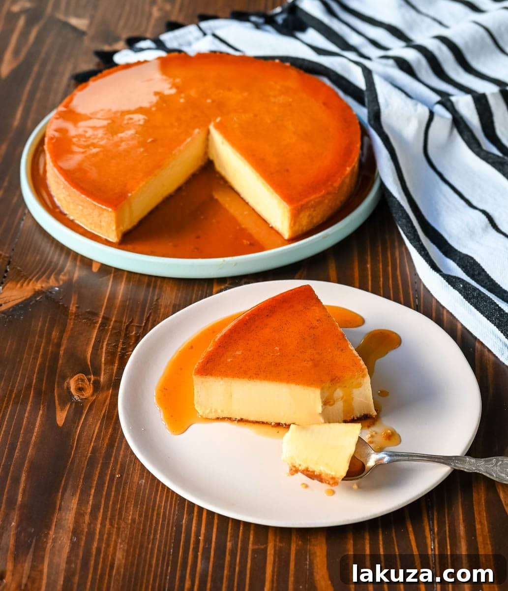 Silky Smooth Caramel Flan 6 Caramel Flan served with fresh berries. This image displays the beautifully smooth texture and rich caramel sauce of the best flan recipe. It’s a perfect example of a traditional flan dessert, enhanced for exceptional creaminess and flavor, ideal for a sweet treat.