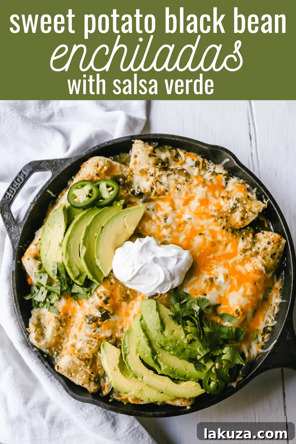 Zesty Sweet Potato and Black Bean Enchiladas 12 A beautifully presented dish of Sweet Potato Black Bean Enchiladas with Salsa Verde, perfectly baked and ready to be served as a healthy vegetarian meal.
