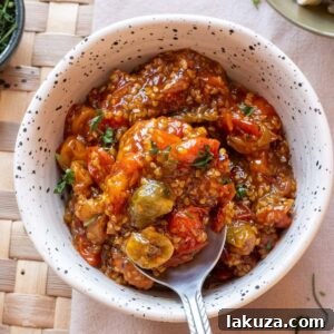 close up of tomato jam in white bowl.