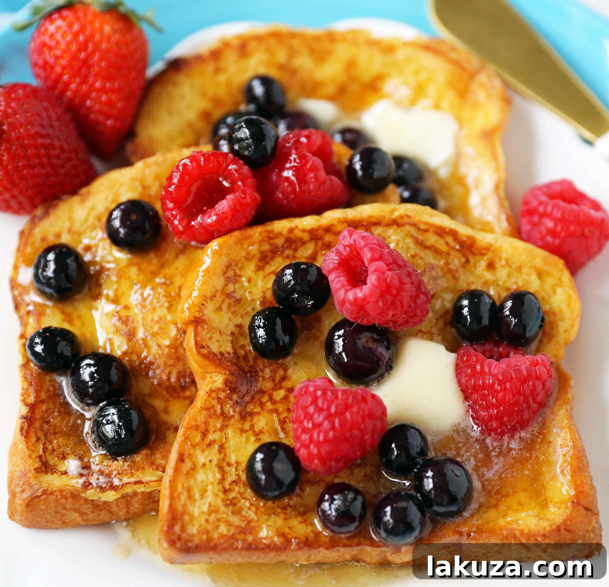 Vanilla Bean French Toast 6 A stack of perfectly cooked Vanilla Brioche French Toast ready to be served