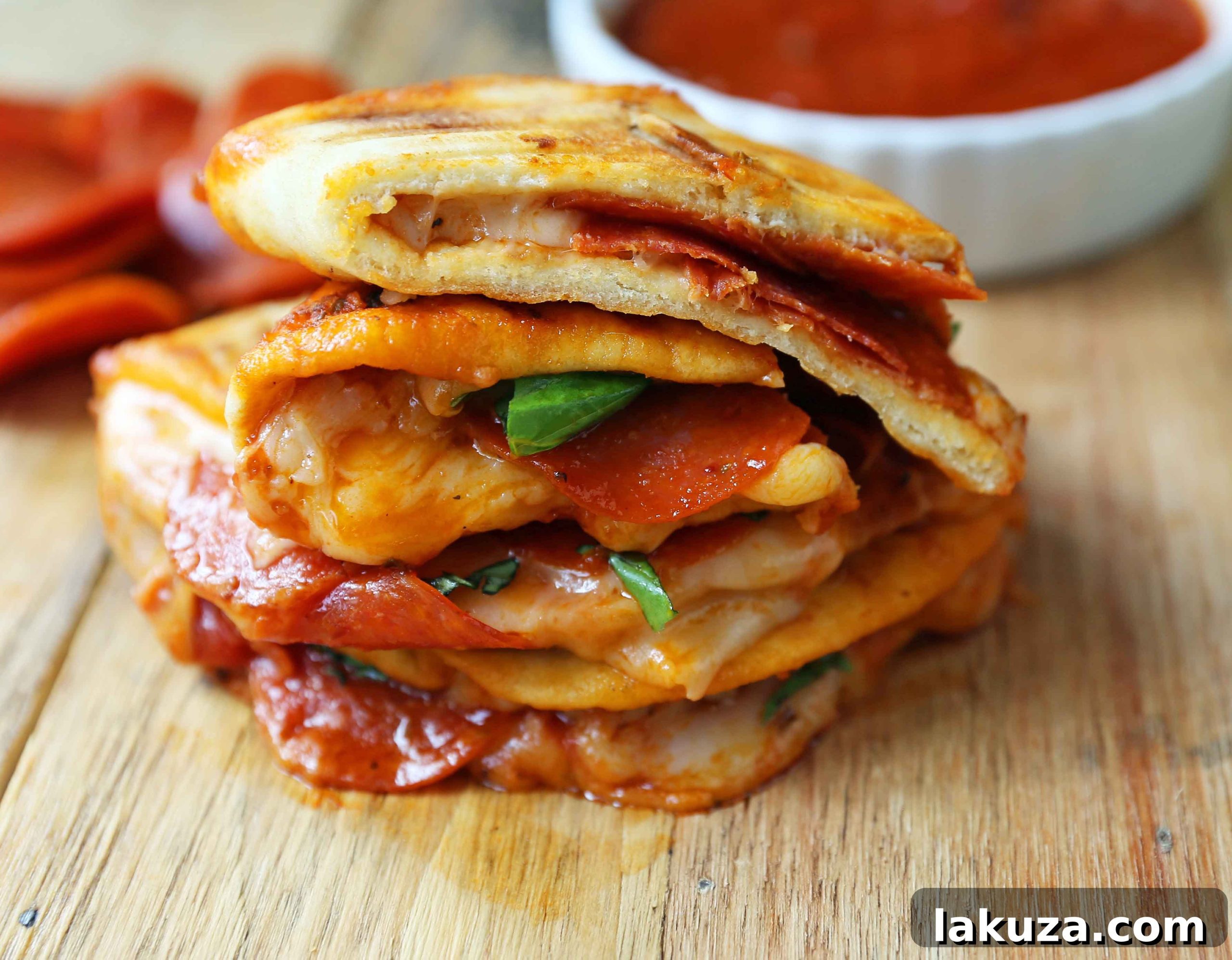 Pepperoni Pizza Flatbread Pizza. Soft chewy naan bread topped with marinara sauce, mozzarella cheese, and pepperonis. Pepperoni and Cheese Panini baked until toasty and golden brown.