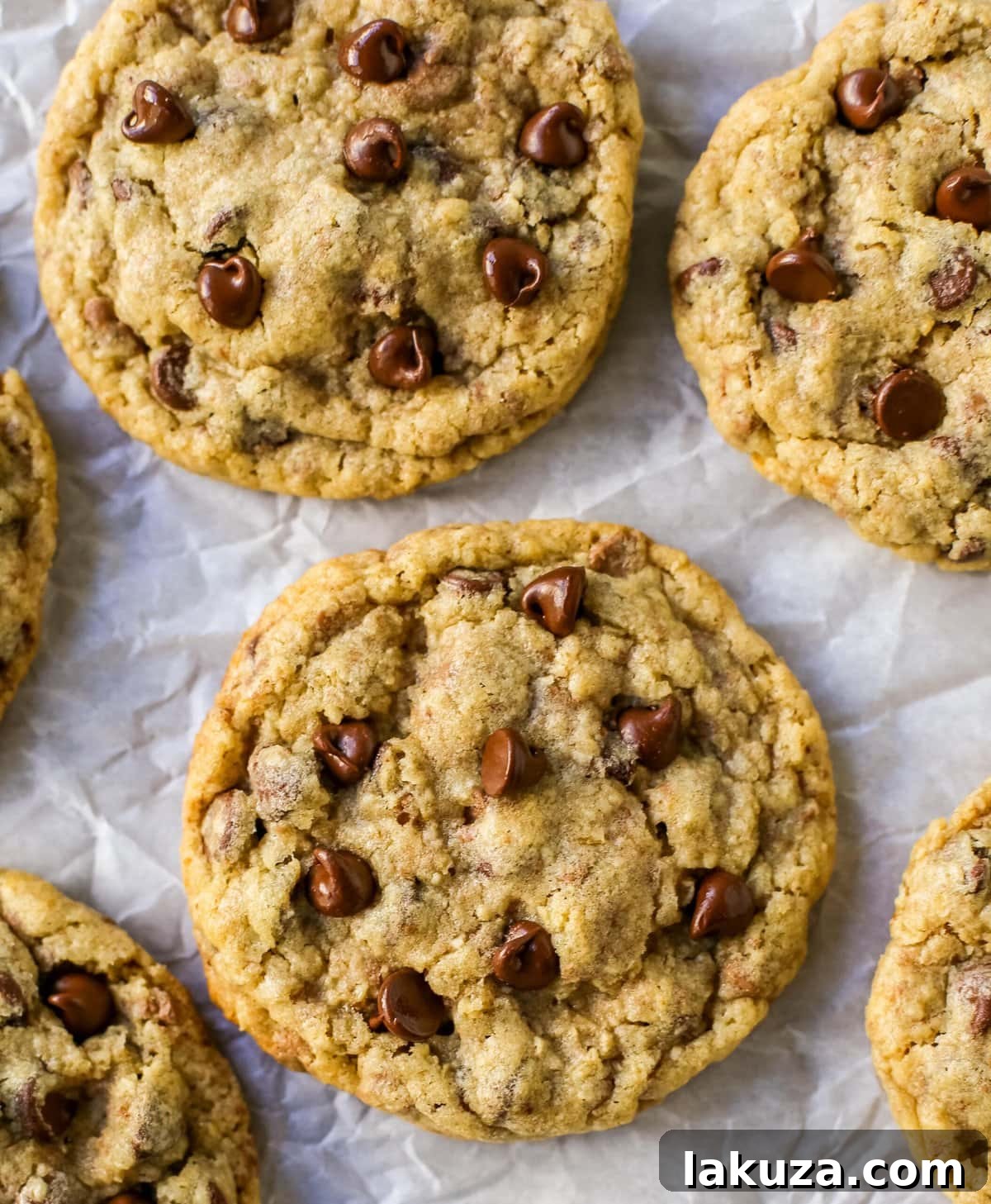 Milk & Cookies Bakery Inspired Chocolate Chip Oatmeal Cookies with Soft, Chewy Centers and Crisp Edges