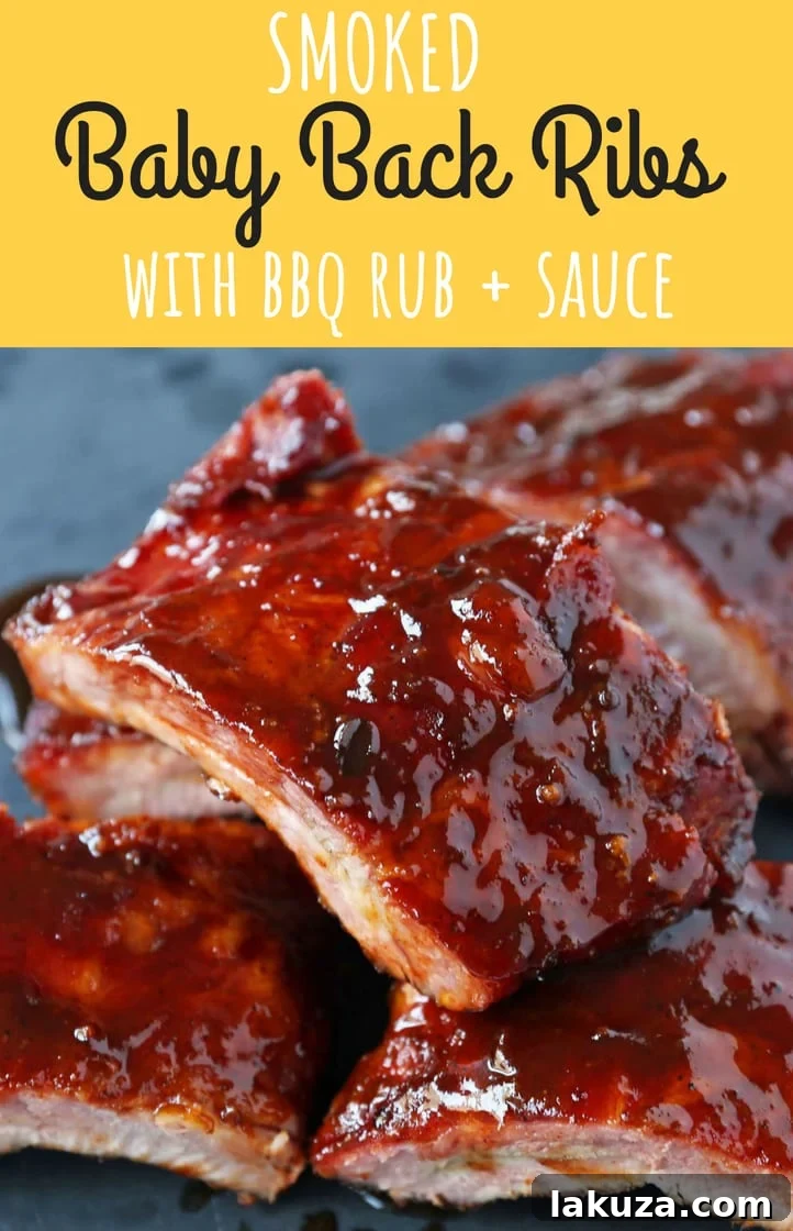 Smoked Baby Back Ribs. Tender, flavorful, fall-off-the-bone Pork Baby Back Ribs. How to smoke ribs or cook in the oven. Perfect BBQ Rub Recipe. #ribs #babybackribs
