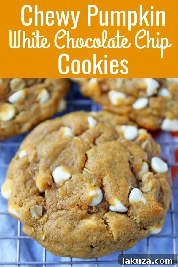 Autumn Spiced Pumpkin White Chocolate Chip Cookies 7 Pin for Chewy Pumpkin White Chocolate Chip Cookies - a must-try fall dessert
