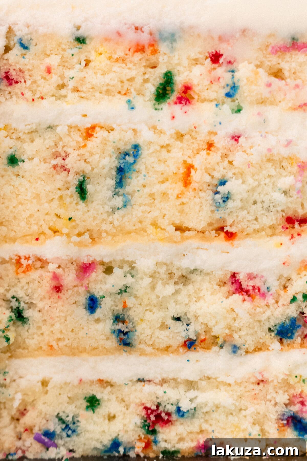Joyful Sprinkle Celebration 15 A vibrant Funfetti cake with rainbow sprinkles and a creamy frosting is artfully captured, highlighting its festive and inviting appeal for any celebration.
