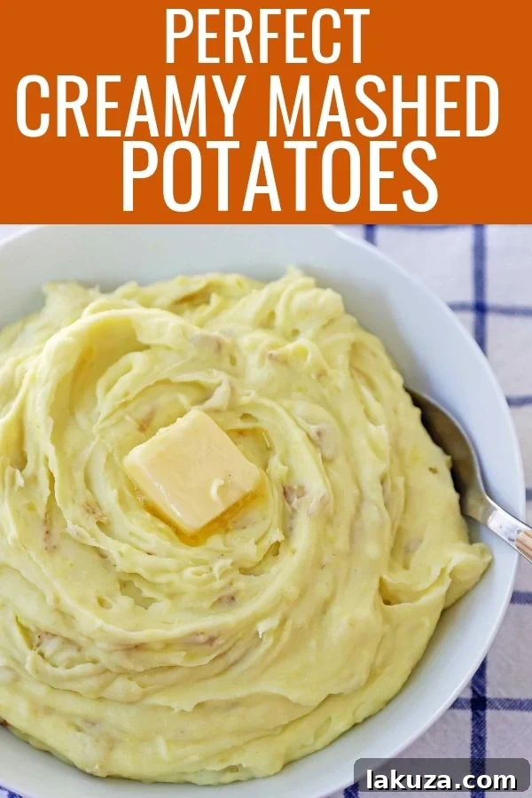 Velvety Smooth Mashed Potatoes 5 A serving of perfect creamy mashed potatoes in a bowl, ready to be enjoyed as a classic side dish for any meal or holiday celebration.