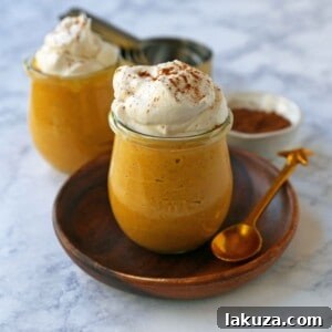 Sugar-Free Pumpkin Cheesecake Mousse, a perfect no-bake dessert for fall and Thanksgiving.