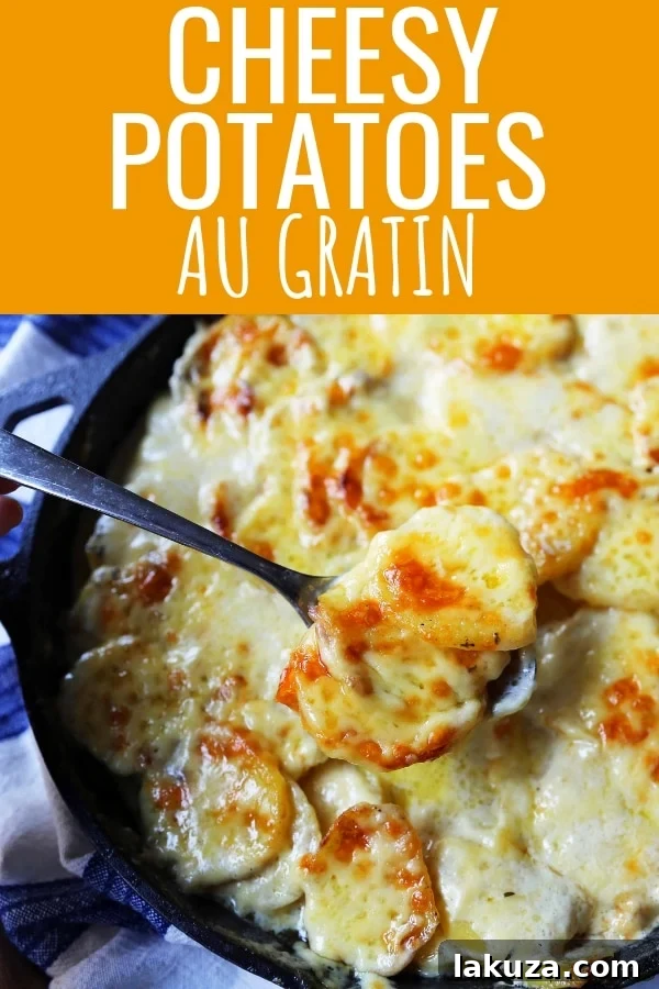 Mouthwatering Cheesy Potato Gratin 10 A generous serving of cheesy potatoes au gratin, garnished with fresh parsley, on a plate ready to be enjoyed.