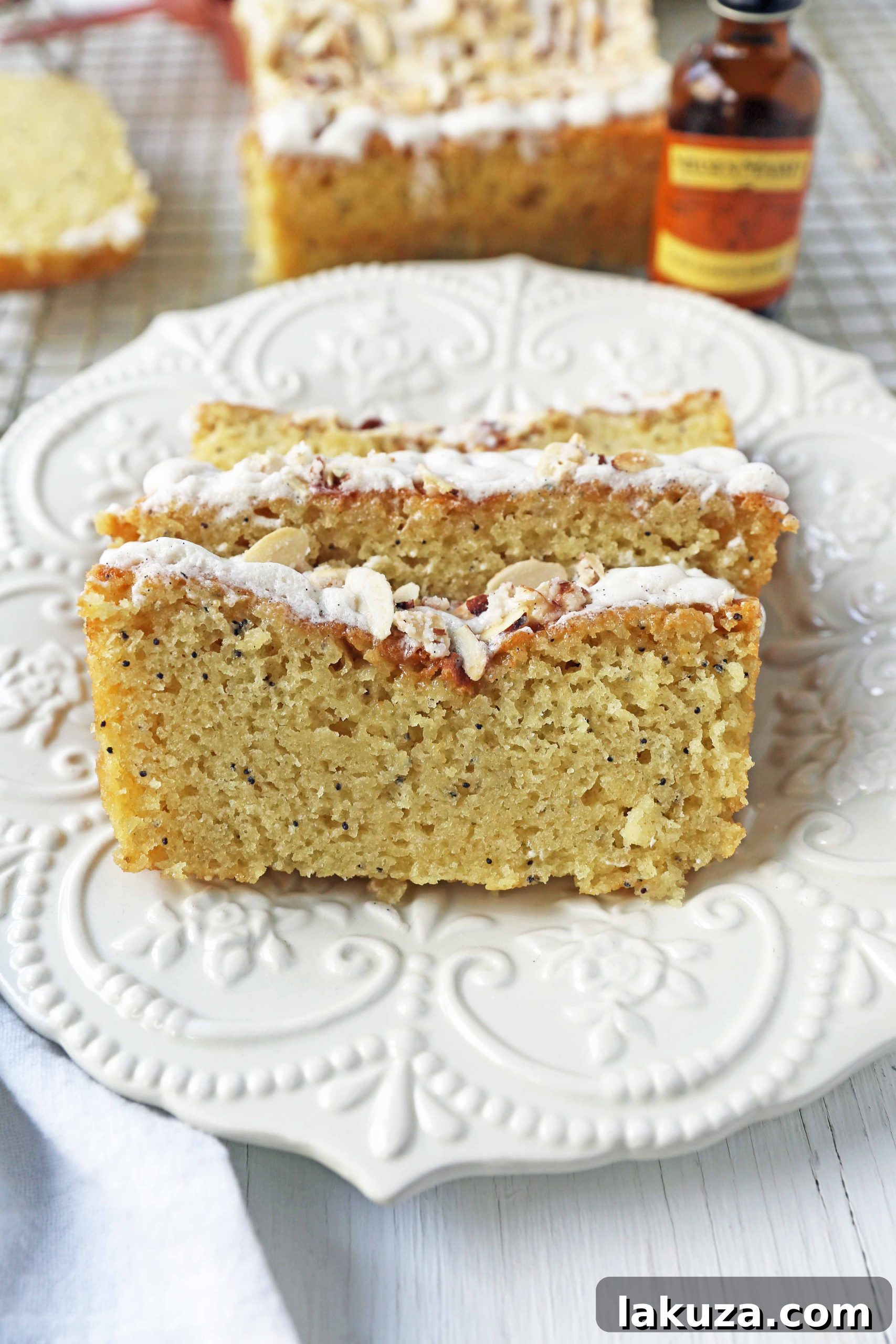 Perfectly baked Almond Poppy Seed Bread with a golden crust and delicate texture