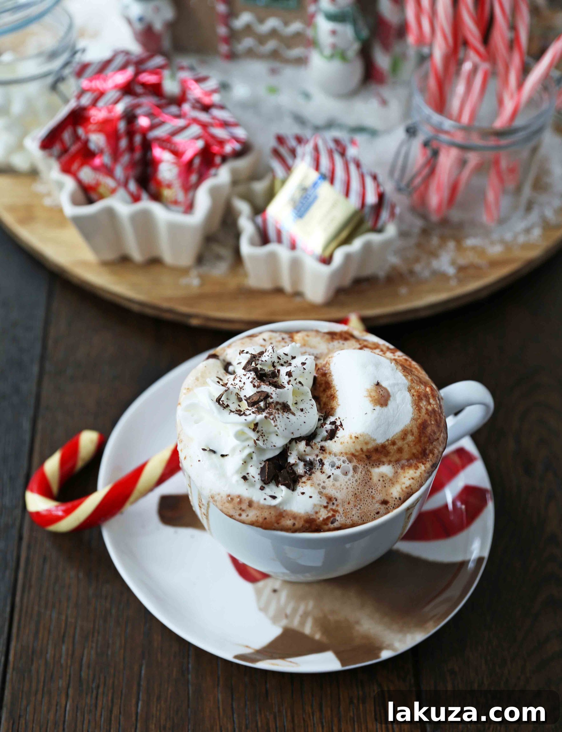 Homemade Hot Chocolate Recipe. How to make easy 5-ingredient gourmet hot chocolate. This Slow Cooker Hot Chocolate is perfect to serve at parties. A list of hot chocolate toppings ideas to make your very own Hot Chocolate Bar. www.modernhoney.com #hotchocolate #homemadehotchocolate #chocolate #hotchocolatebar #hotchocolatetoppings #christmas