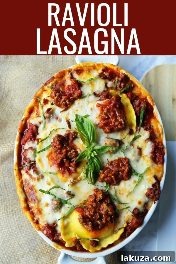Ravioli Lasagna. Quick and Easy Lasagna Recipe made with cheese ravioli, meat sauce, and melted mozzarella cheese. How to make the best ravioli lasagna. www.modernhoney.com #lasagna #italian #italianfood #ravioli #dinner #dinnerrecipe