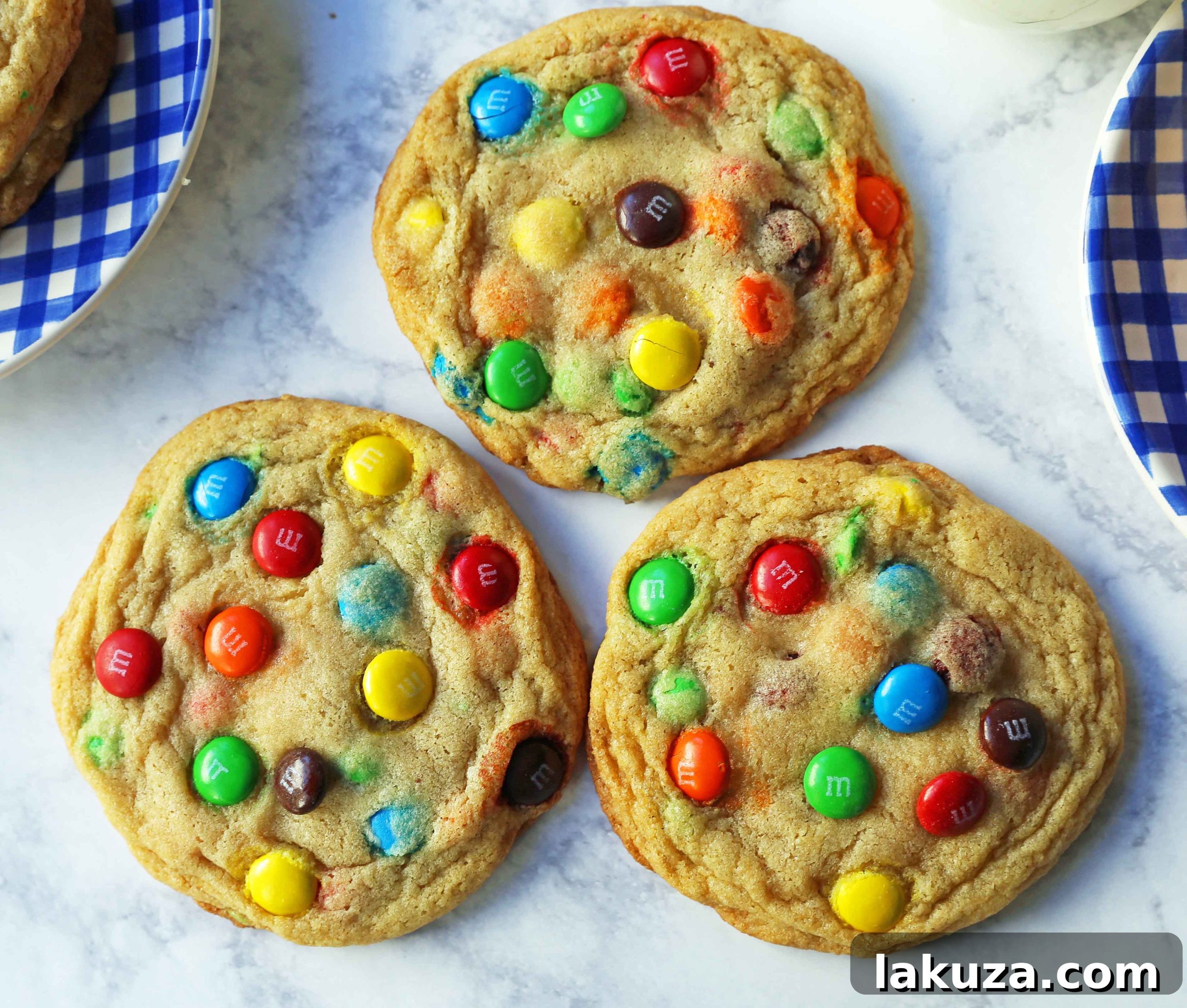 Soft and Chewy M&M Cookies: A collection of M&M candies, ready to be incorporated into the cookie dough.