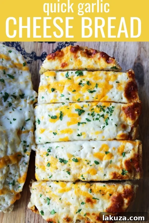 Irresistible Garlic Cheese Bread 7 A vibrant, inviting image of a full loaf of homemade garlic cheese bread, freshly baked and garnished, showcasing its golden crust and delicious appeal.