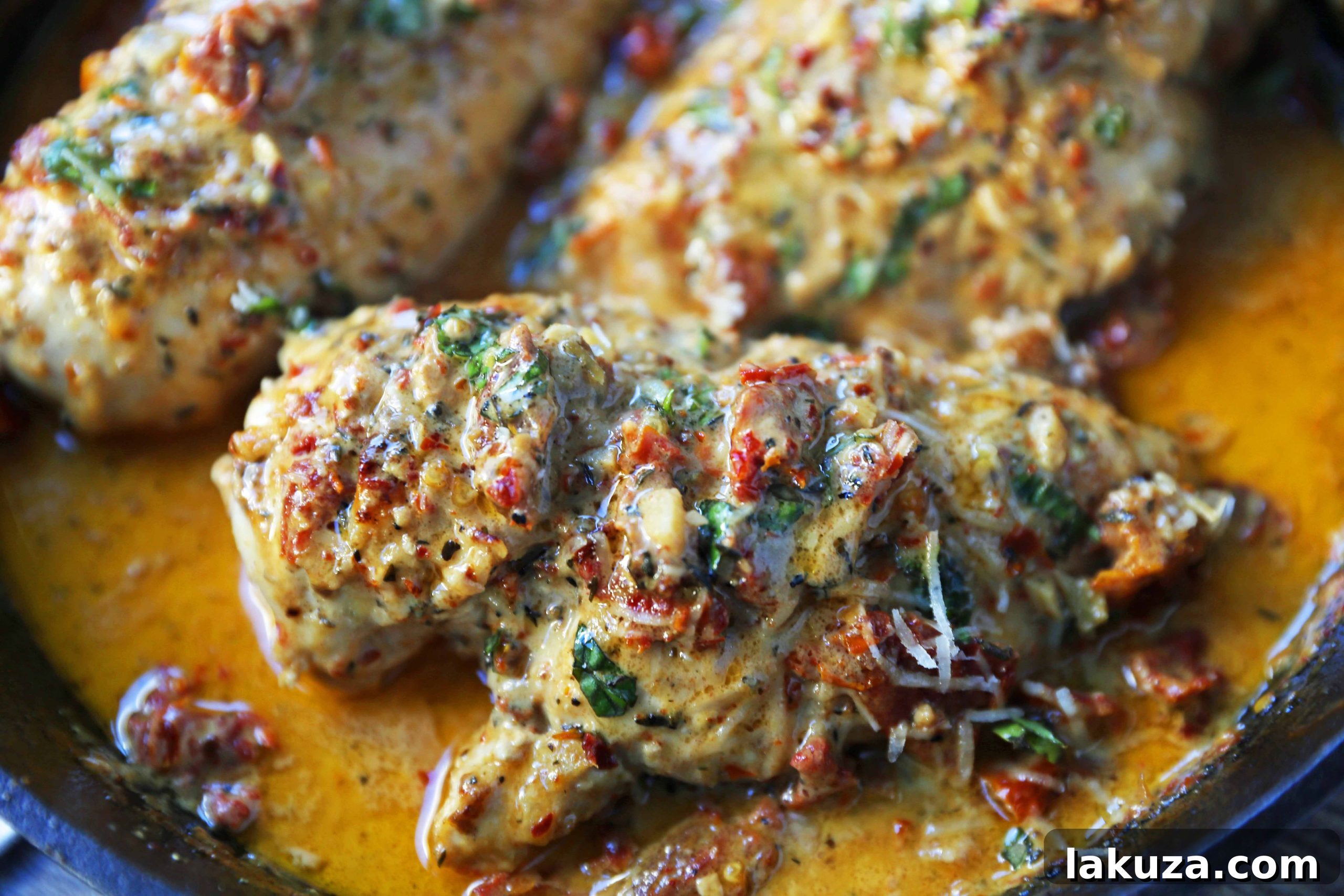 Marry Me Chicken. Famous skillet chicken in a sundried tomato parmesan cream sauce with fresh basil. Delicious 30-minute meal.