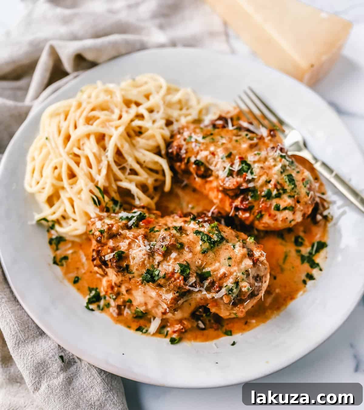 Marry Me Chicken with vibrant sundried tomato cream sauce and fresh basil. A top-rated, easy skillet chicken recipe.