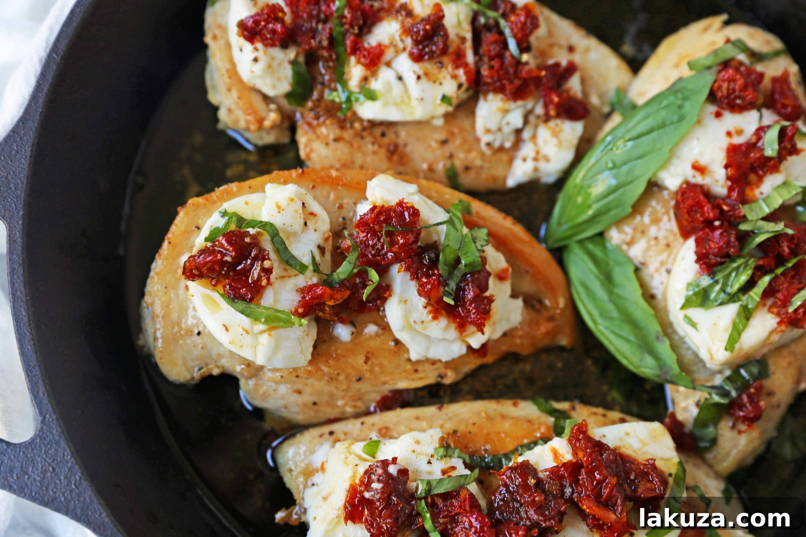 Signature Chicken Bryan 4 Ingredients for Chicken Bryan, including basil, lemon, butter, garlic, sun-dried tomatoes, and goat cheese