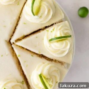Moist key lime cake with sweet cream cheese frosting. A light and fluffy citrus lime cake with the perfect lime buttercream frosting! This is the best lime cake recipe!