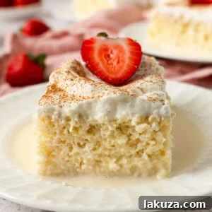 Tres Leches Cake. A classic Mexican dessert made with a vanilla sponge cake soaked with three kinds of milk -- heavy cream, evaporated milk and sweetened condensed milk and topped with fresh sweetened whipped cream. An authentic Mexican dessert recipe!