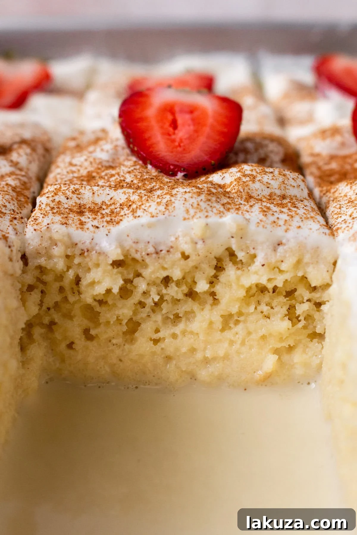 Tres Leches Cake. A classic Mexican dessert made with a vanilla sponge cake soaked with three kinds of milk -- heavy cream, evaporated milk and sweetened condensed milk and topped with fresh sweetened whipped cream. An authentic Mexican dessert recipe!