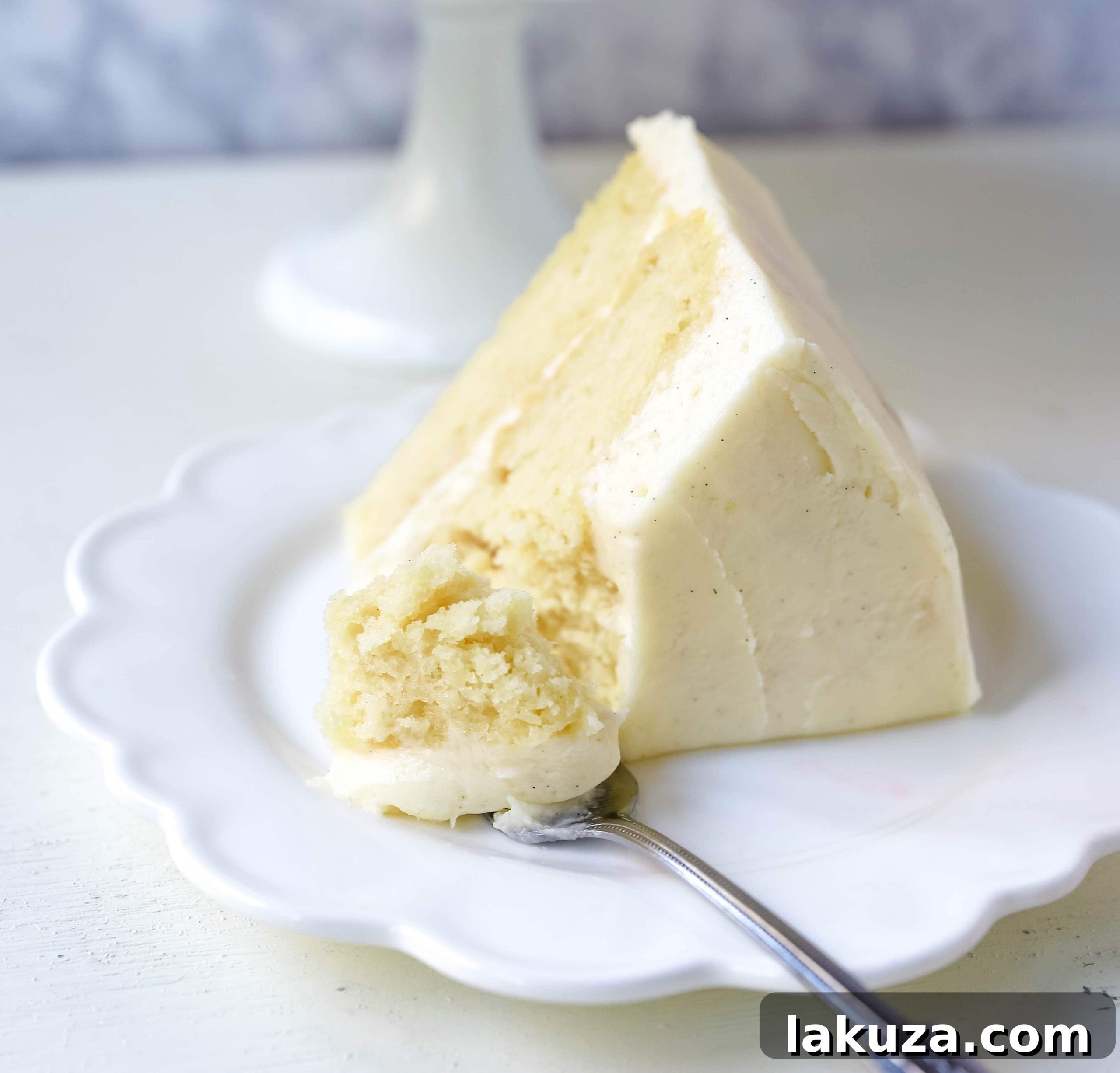 Pinterest graphic: Vanilla Cake Recipe - Best homemade vanilla cake with vanilla bean buttercream frosting.