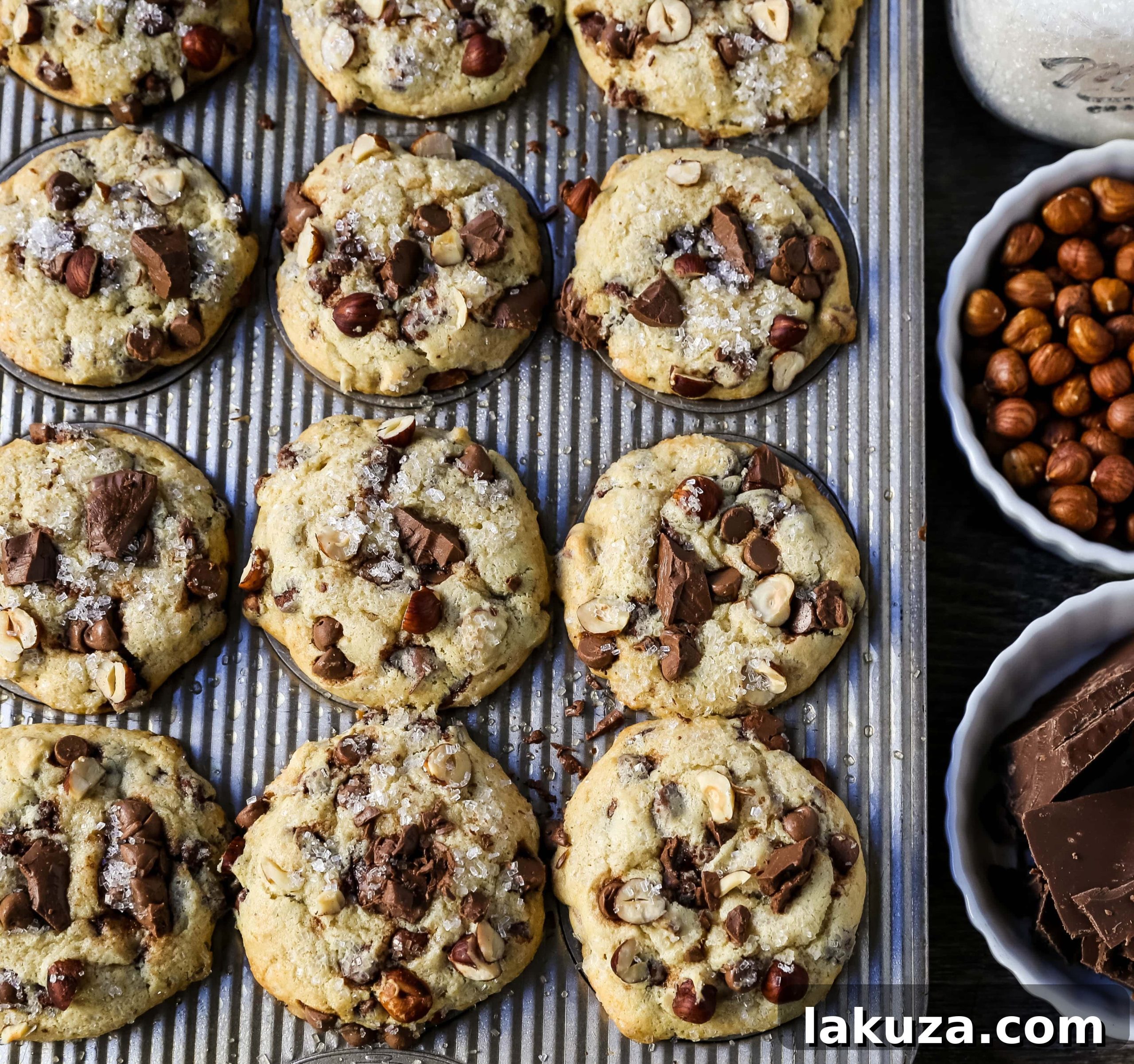 Decadent Hazelnut Chocolate Muffins 2 Gourmet Chocolate Chip Hazelnut Muffins, Bakery Style
