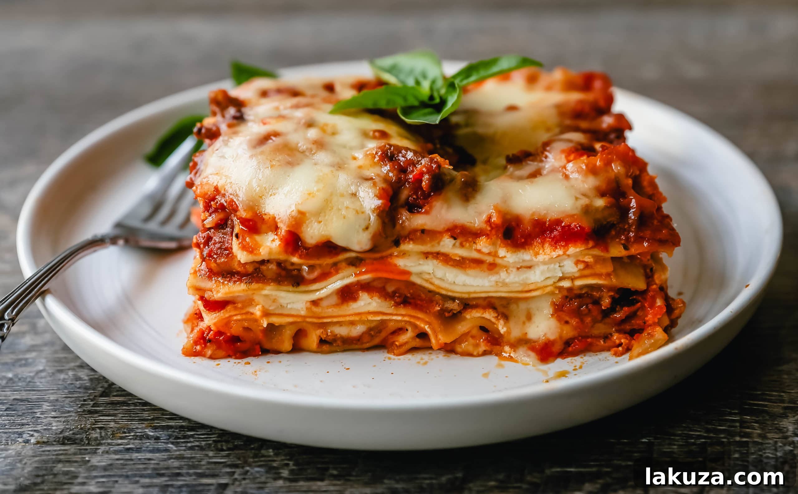A large pan of freshly baked classic lasagna, perfectly golden and bubbly, with steam gently rising, ready to be served as a comforting meal.