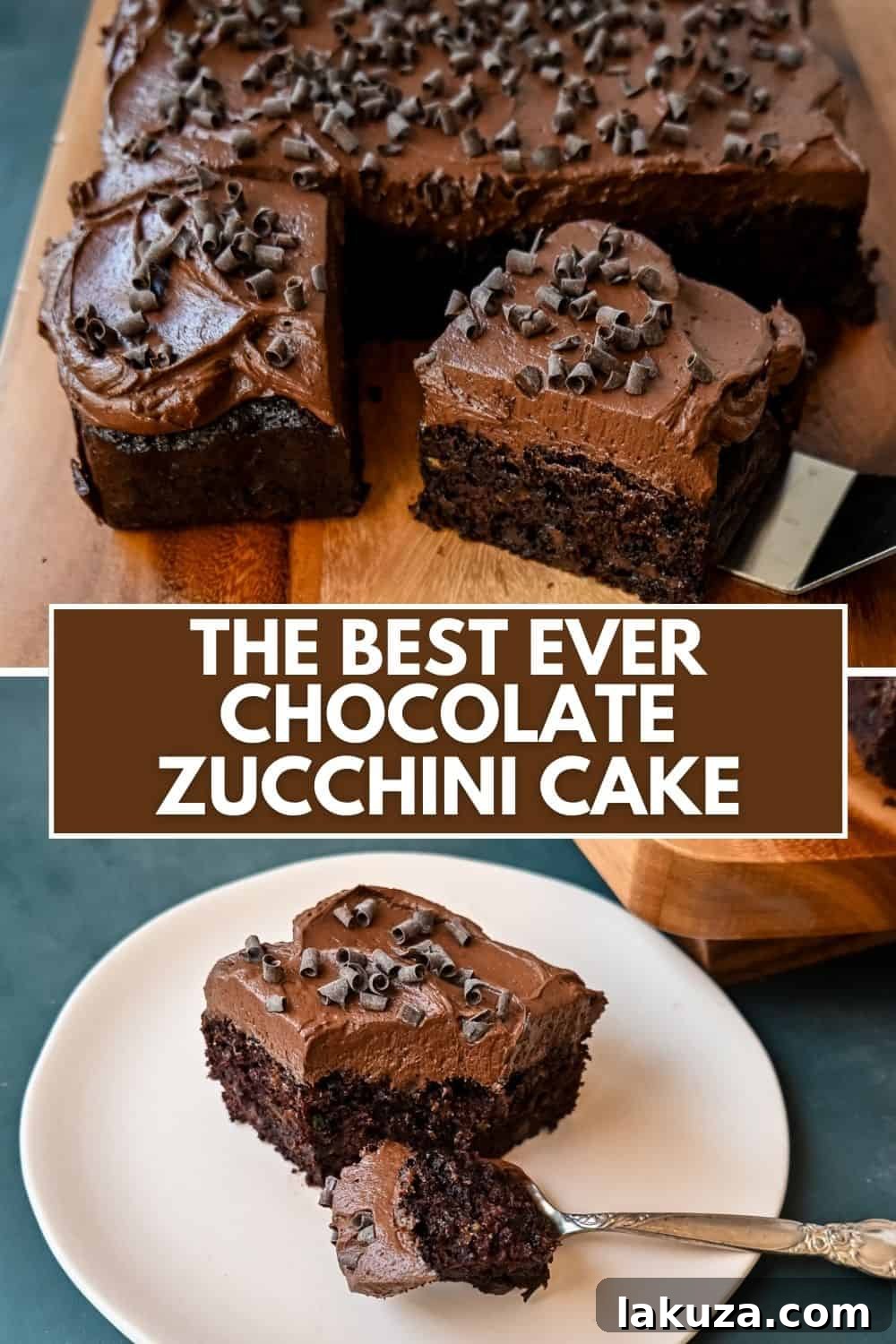 How to make the best chocolate zucchini cake with chocolate frosting. This frosted chocolate zucchini cake is the most moist, rich chocolate cake with the most decadent chocolate frosting. You will not even realize you are eating zucchini!