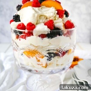 Sweet Peach and Berry Ambrosia 7 Peach Berry Trifle with Angel Food Cake