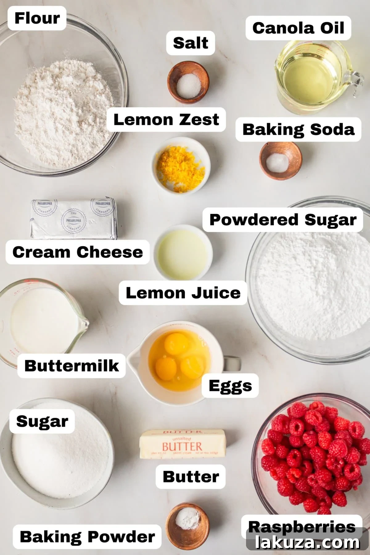 Lemon Raspberry Cake Ingredients. 