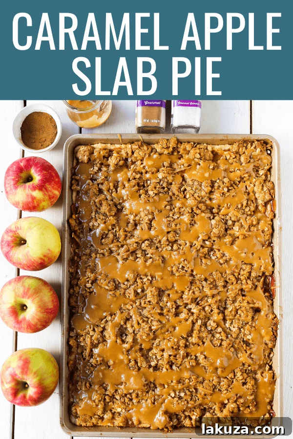 Close-up of golden brown Caramel Apple Slab Pie