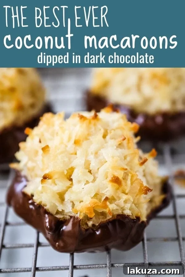 The Best Coconut Macaroons. Soft chewy sweet coconut macaroons are the perfect gluten-free cookie. How to make the perfect coconut macaroons dipped in dark chocolate. www.modernhoney.com #macaroons #coconutmacaroons #macaroon #christmascookie #christmascookies