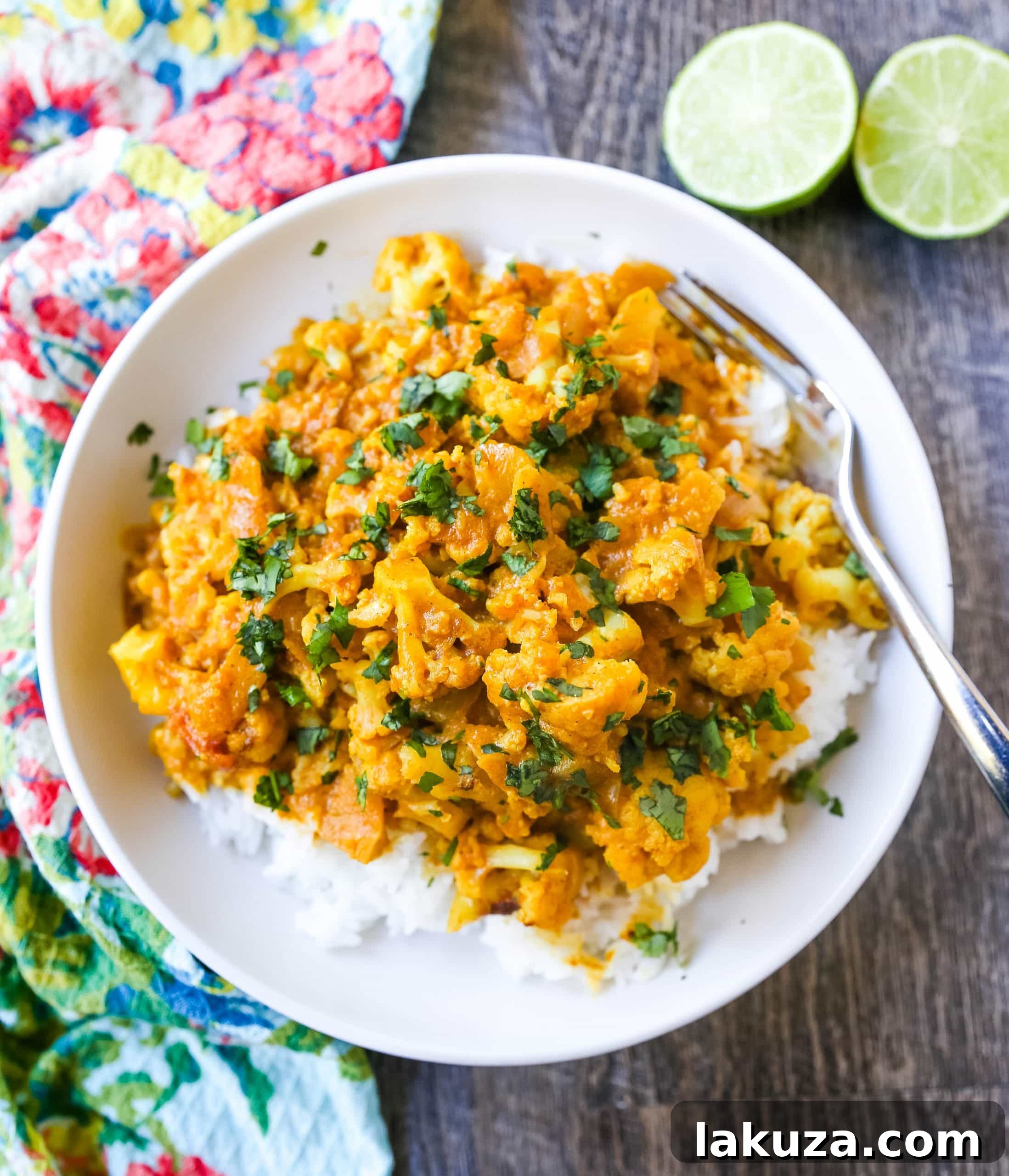 Rich and creamy Coconut Cauliflower Curry, a vegan and gluten-free Indian-inspired dish bursting with flavor.