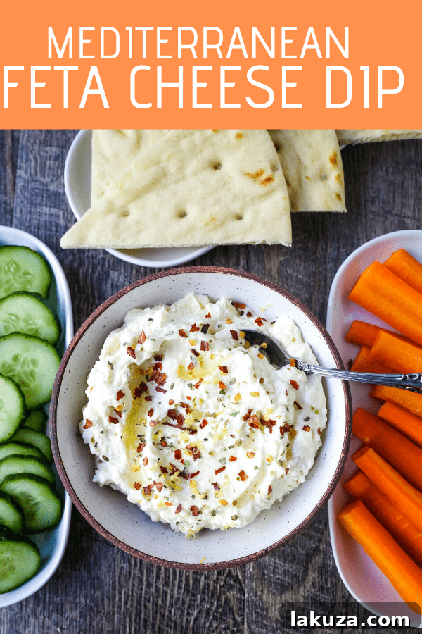Mediterranean Creamy Feta Cheese Dip A creamy feta cheese dip with extra-virgin olive oil, feta cheese, cream cheese, garlic, fresh lemon zest, and red chili flakes. www.modernhoney.com #dip #dips #appetizer #appetizers #fetadip #fetacheesedip #superbowl