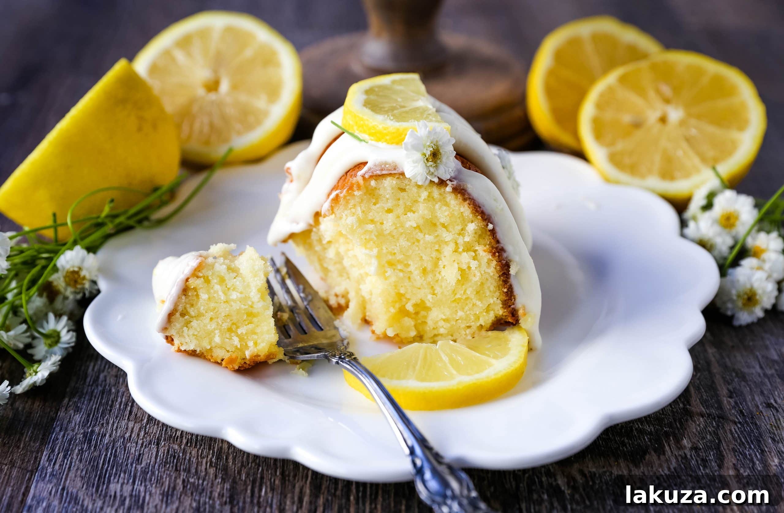 The perfect lemon bundt cake, showcasing its elegant fluted shape and golden-brown crust.