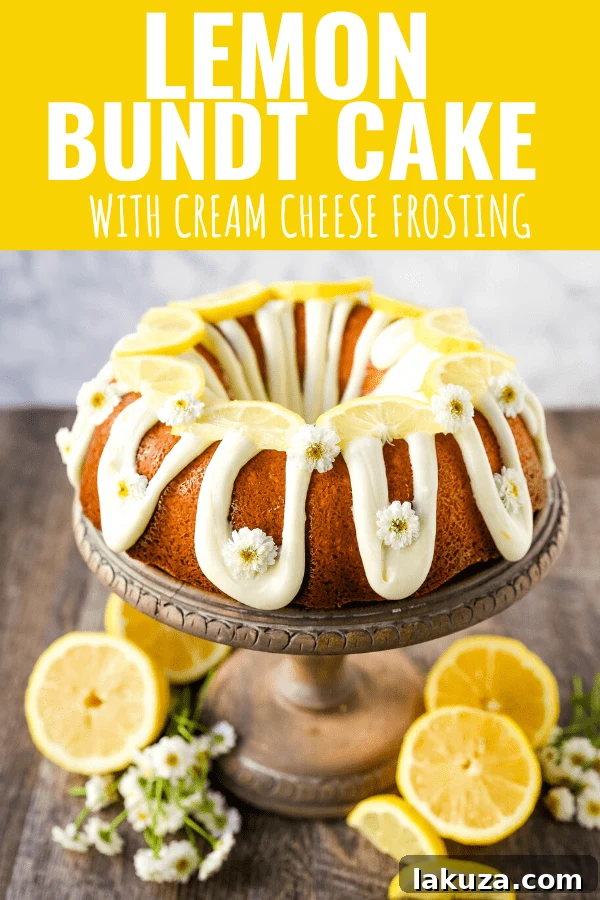 Hand-piping a rich cream cheese glaze over a cooled lemon bundt cake.