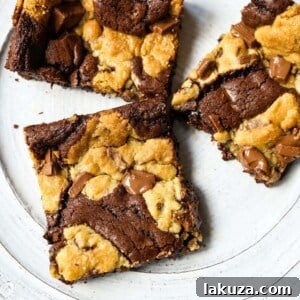Brookie (Chocolate Chip Cookie and Brownie Bar) – a homemade decadent chocolate brownie and chocolate chip cookie all in one!