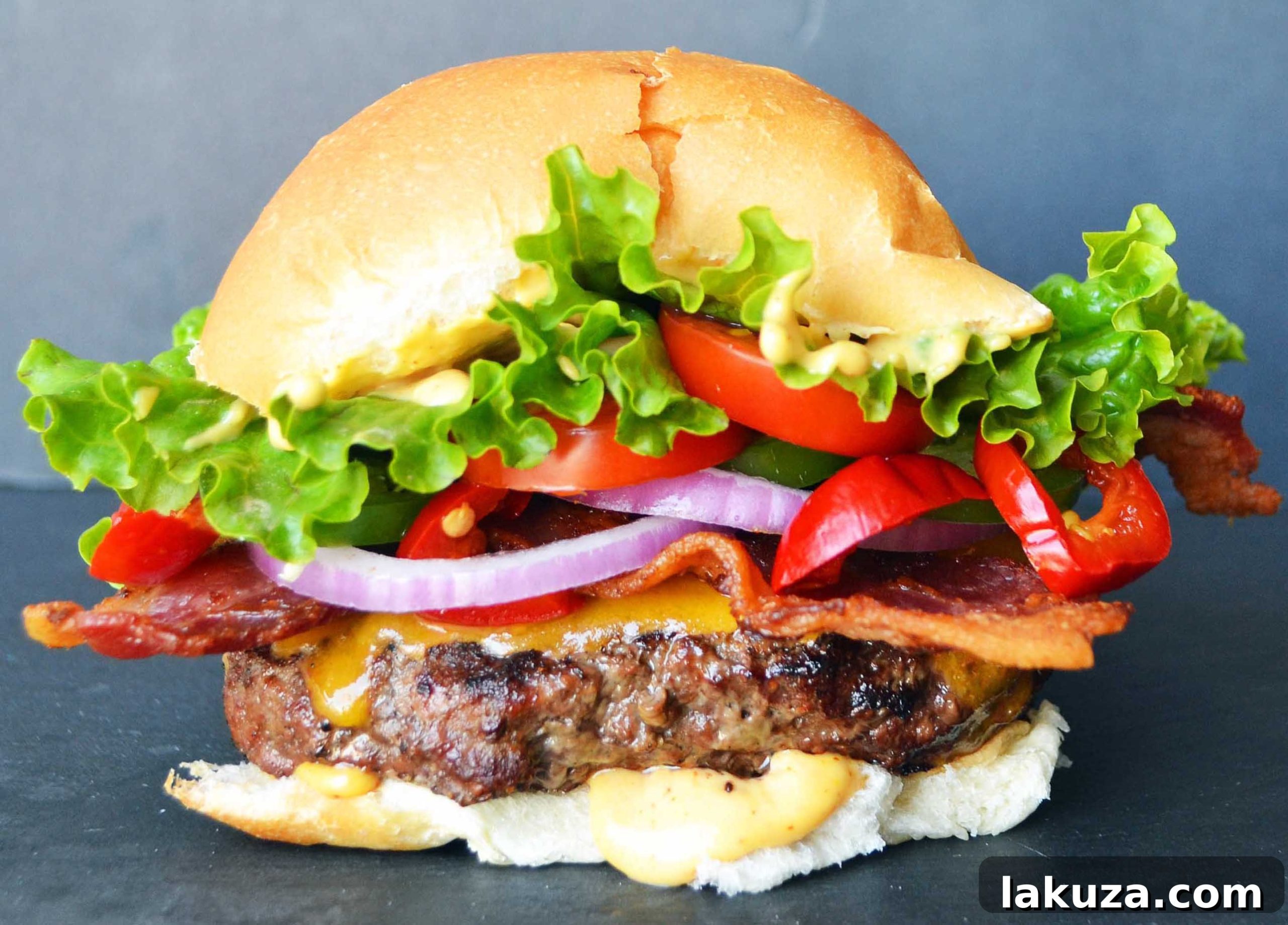 Arizona Blast Burger 7 The fully assembled Arizona Bombshell Burger with all its delicious toppings