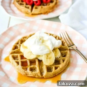 Healthy Gluten-Free Banana Oat Waffles ready to eat