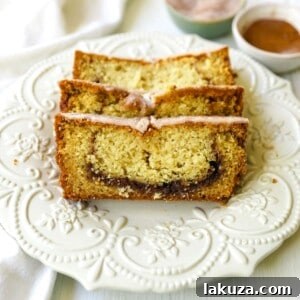 Cinnamon Swirl Quick Bread. Soft and moist cinnamon swirl quick bread with cinnamon sugar streusel is perfect to share with neighbors and friends!