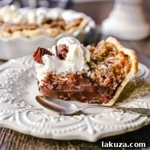Decadent German Chocolate Pie 8 German Chocolate Pie. Creamy rich chocolate pie with a sticky German chocolate coconut-pecan topping and fresh whipped cream and chocolate shavings.