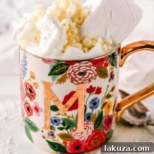 Homemade White Hot Chocolate Creamy, silky-smooth white chocolate made with white chocolate, whole milk, and vanilla beans. Topped with fresh whipped cream, homemade soft marshmallows, and white chocolate shavings.