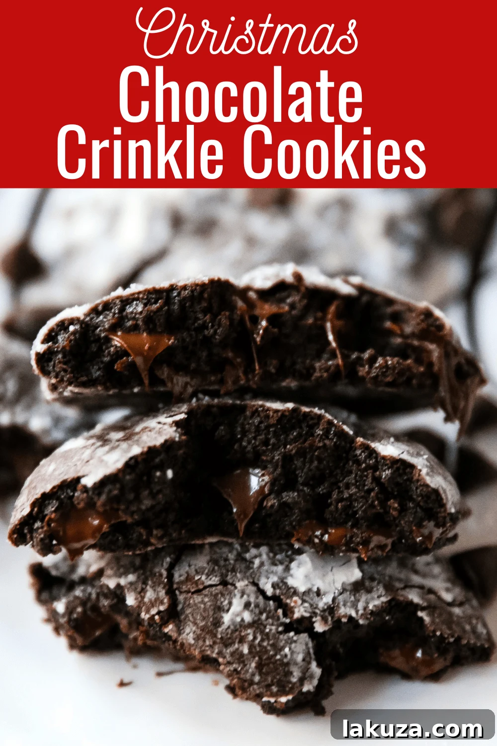 A spread of Chocolate Crinkle Cookies on a rustic wooden surface, perfect for holiday gatherings.