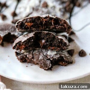 Classic Chocolate Crinkle Cookies with powdered sugar