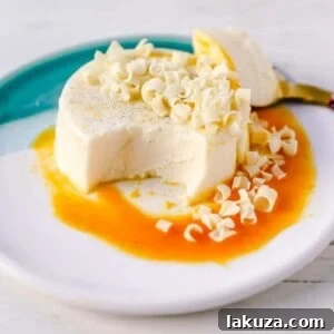 A classic vanilla bean Panna Cotta ready for serving.