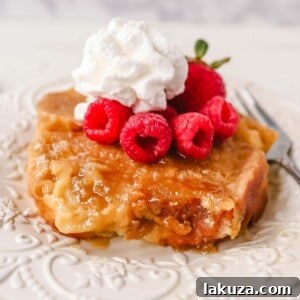 Overnight Creme Brulee French Toast, an easy make-ahead breakfast with thick bread in a buttery sugar glaze and soaked with a sweet custard.