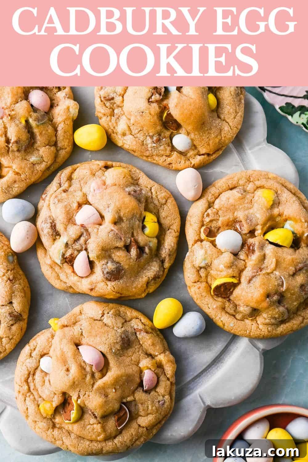Cadbury Egg Cookies. These soft and chewy Cadbury egg cookies made with mini chocolate Cadbury eggs are the perfect Easter cookie.