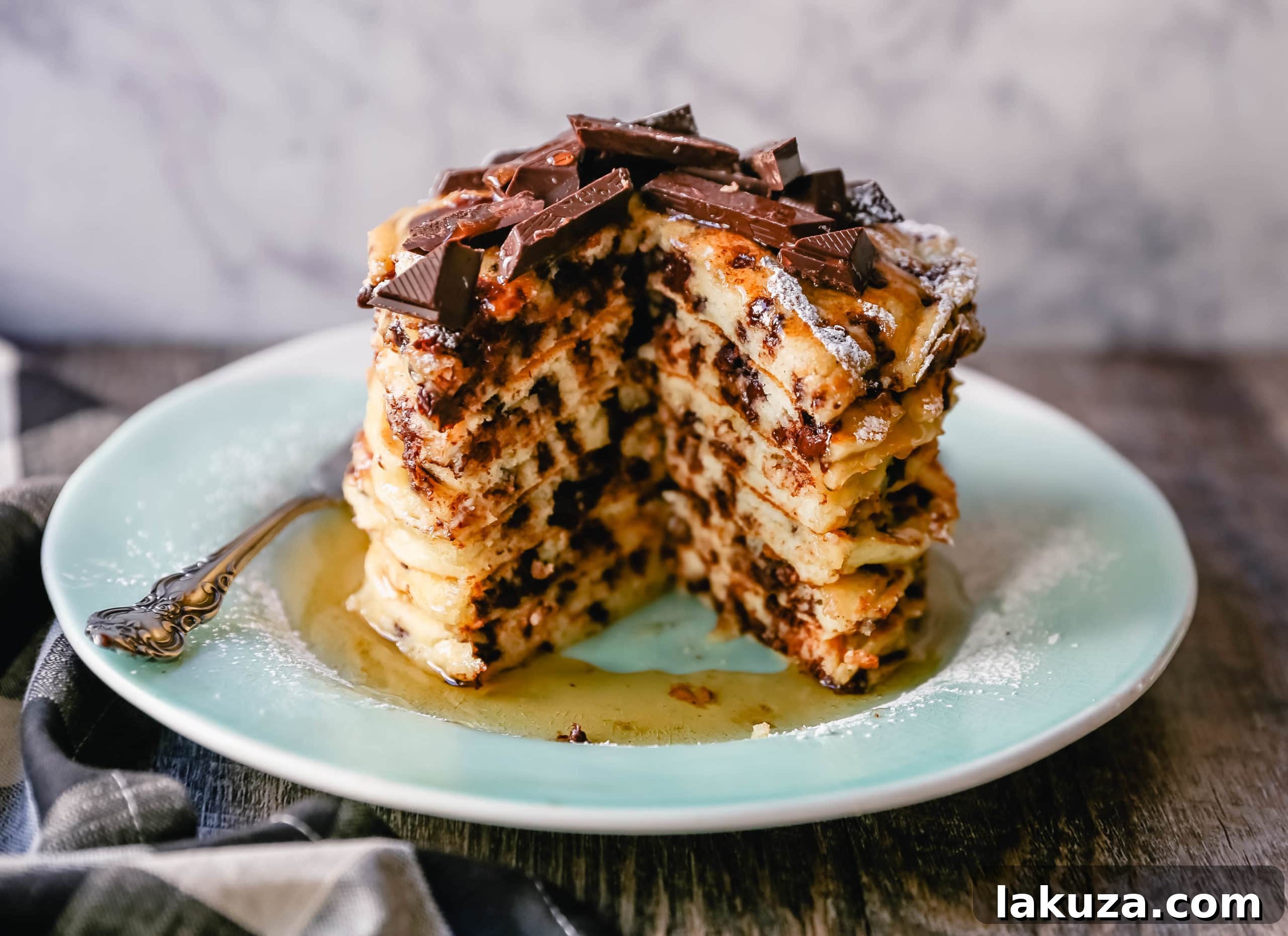 Best Chocolate Chip Ricotta Pancakes Recipe - One-bowl, easy, and quick ricotta pancakes with chocolate chips. Perfect homemade breakfast!